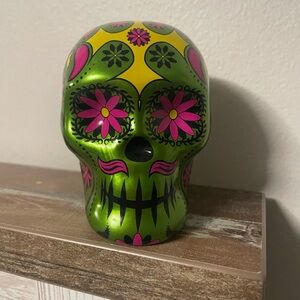 Day Of The Dead Dia de Muertos Empty Skull Shape Tin Container Trinket box